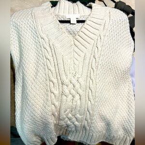 Oversized ivory knit vest